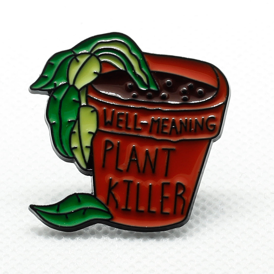 pot plant with a dead plant badge