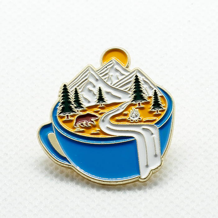 teacup with mountain scene